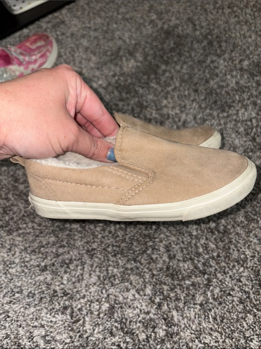 Old Navy Beige Faux-Shearling Slip-On Shoes